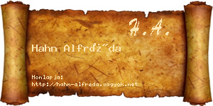 Hahn Alfréda névjegykártya